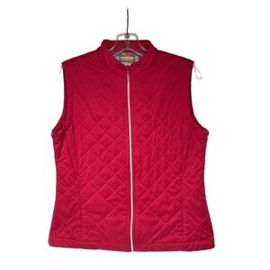 Greg‎ Norman Play Dri Hot Pink Quilted Full Zip Diamond Stitching Vest Small